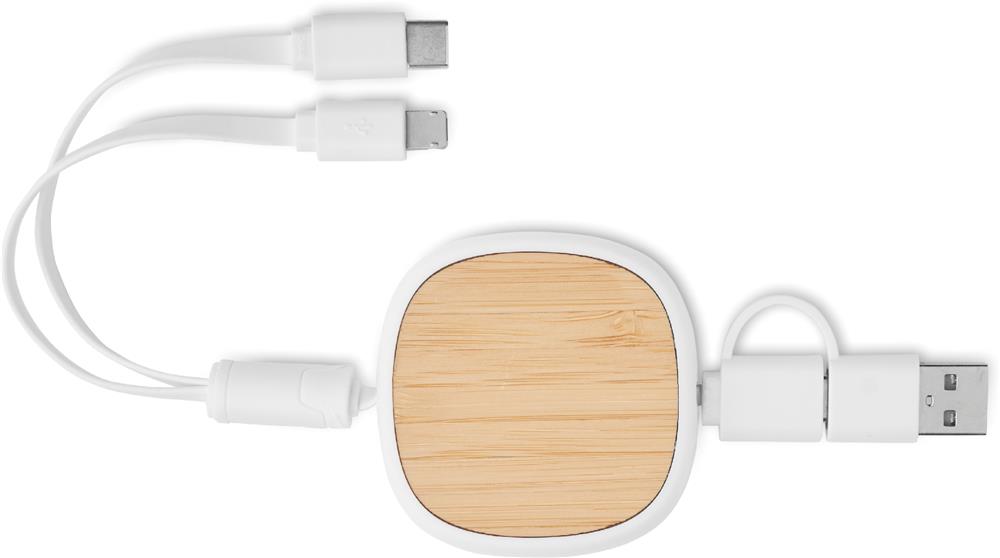 Câble de charge rétractable bambou personnalisé TOGOBAM, prise côté 2