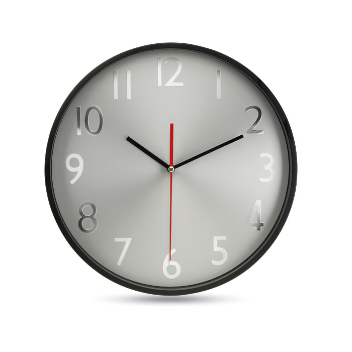 Horloge murale 30 cm fond argent personnalisée RONDO