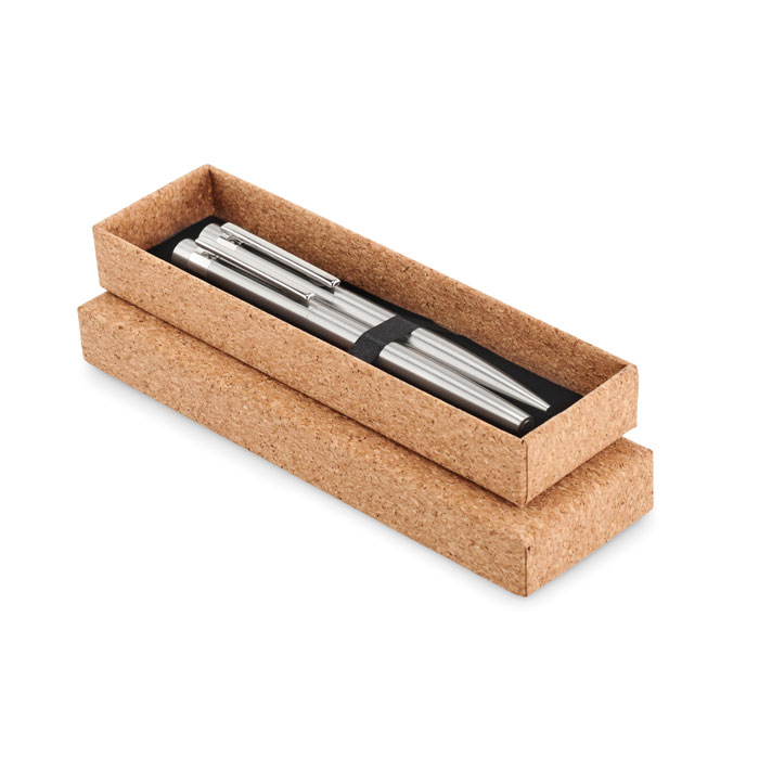 Parure stylo bille et roller inox personnalisée GRAZ SET