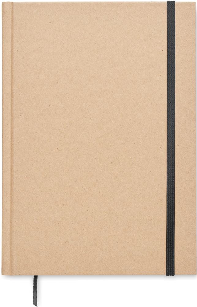 Carnet A5 carton recyclé personnalisé MUSA, devant (tampographie)