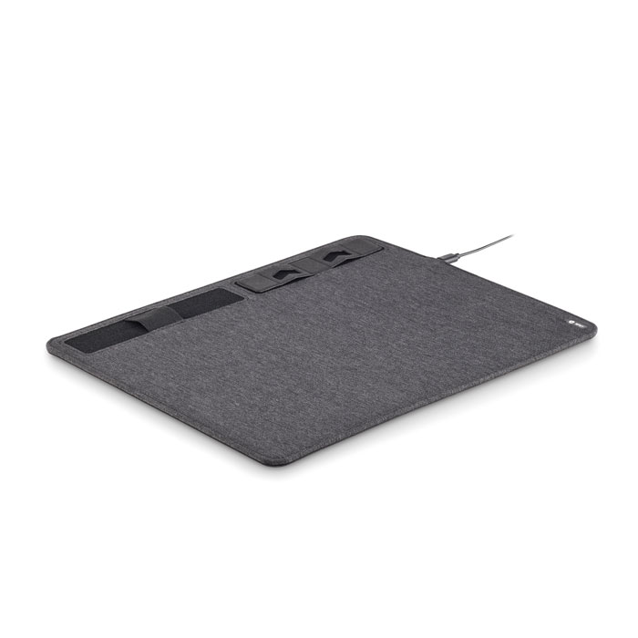 Tapis de souris chargeur 15 W personnalisé SUPERPAD, Gris Pierre