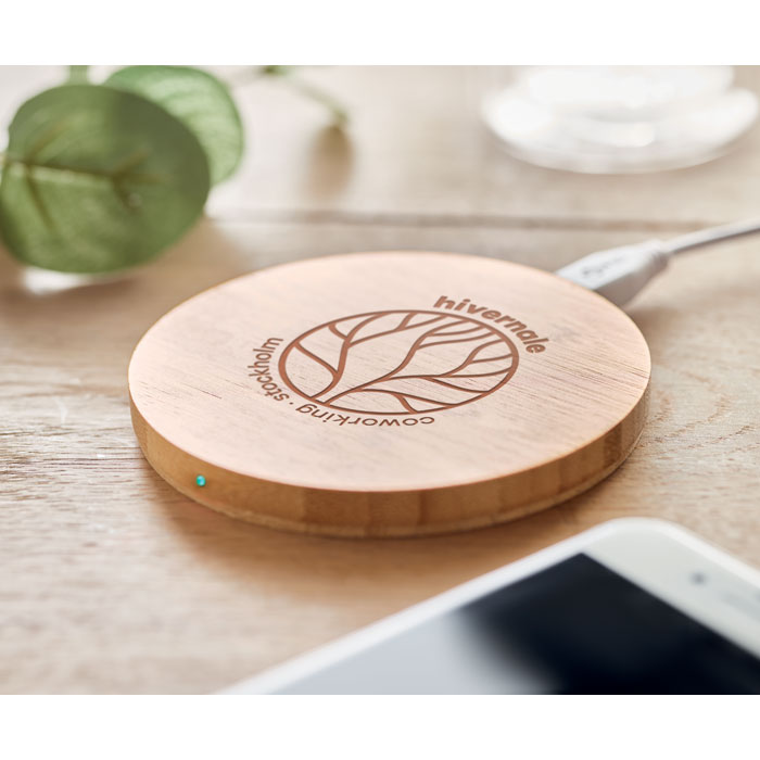 Chargeur sans fil bambou 5 W personnalisé RUNDO