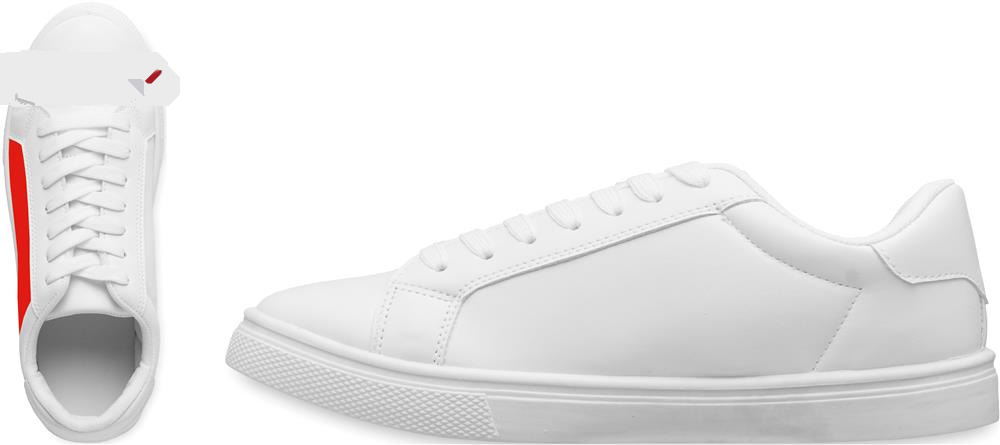 Baskets PU blanches taille 42 personnalisées BLANCOS, côté 1 gauche