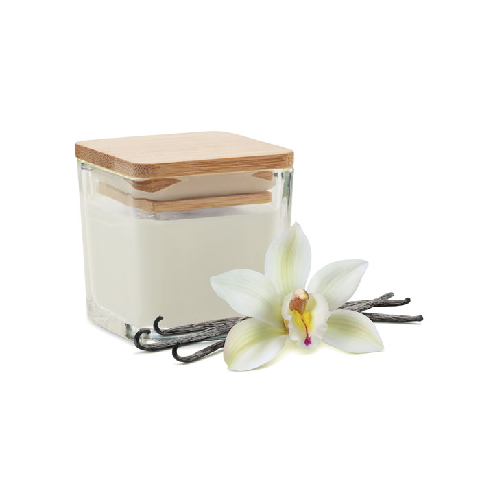 Bougie parfumée 50 g en verre personnalisée PILA, Blanc
