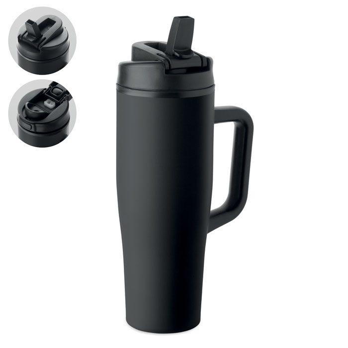 Gobelet isotherme inox recyclé 900 ml personnalisé ATLANTA, Noir