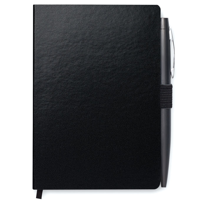 Carnet A6 et stylo métal personnalisé NOTALUX, Noir