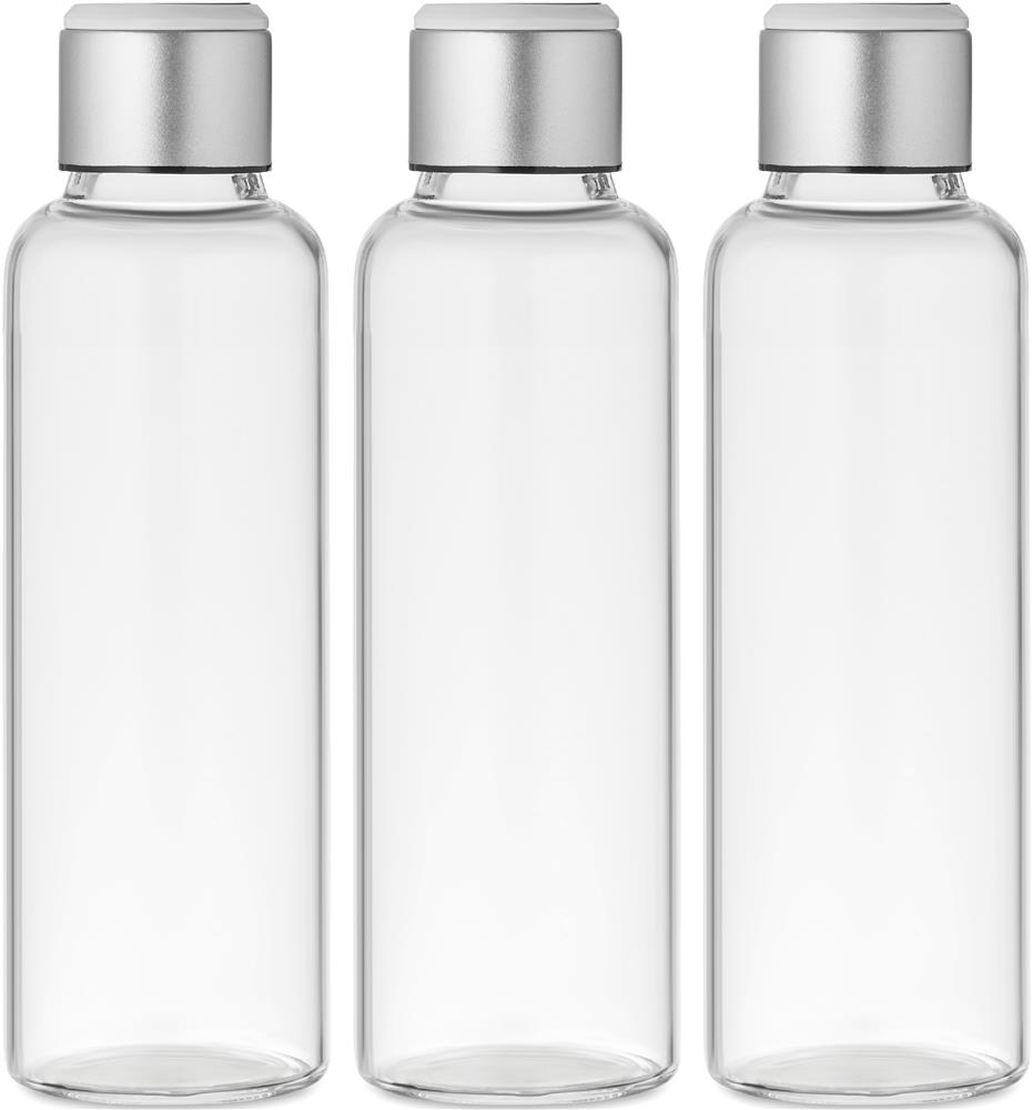 Bouteille verre borosilicate à rappel personnalisée INDER, tour complet