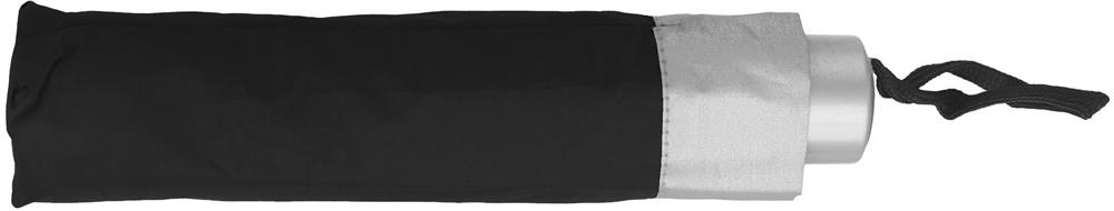 Parapluie pliant doublure argentée personnalisé CARDIF, pochette devant