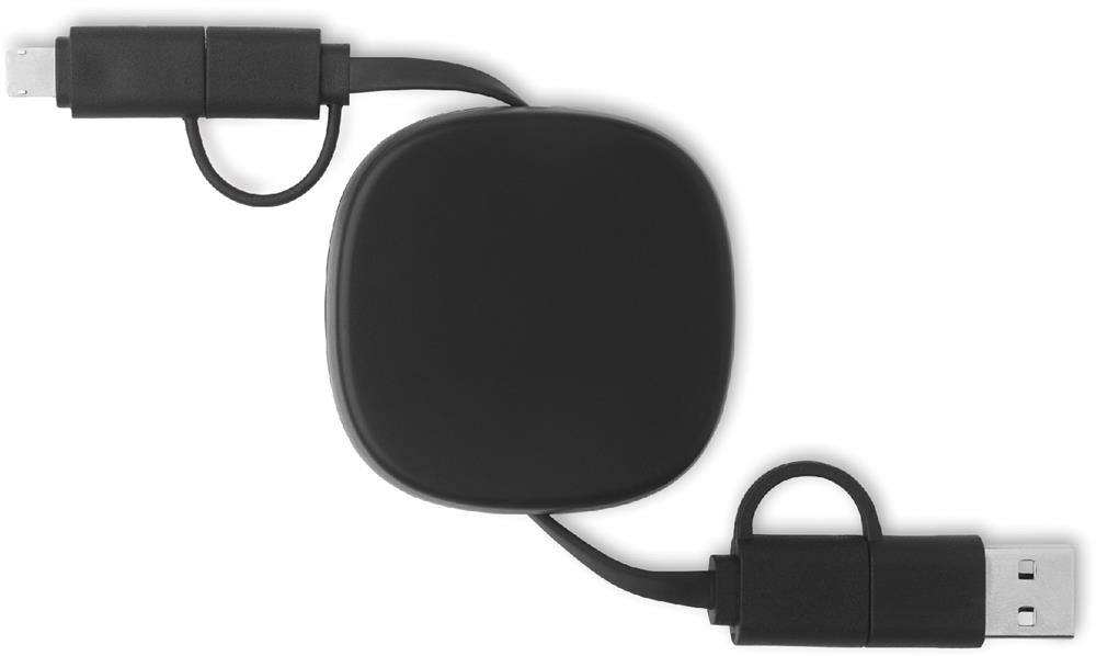 Câble de charge rétractable 60 W personnalisé LINEA, dessus