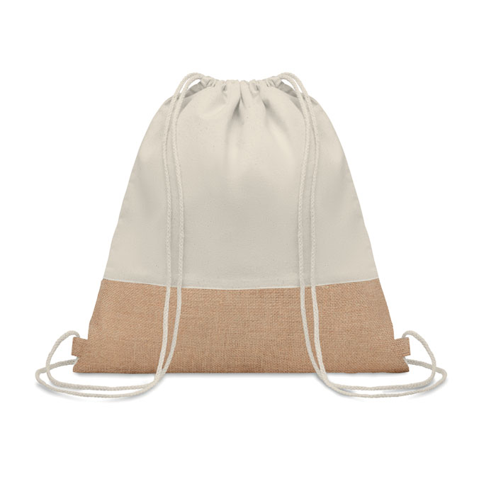 Sac à cordon coton sergé et jute personnalisé INDIA