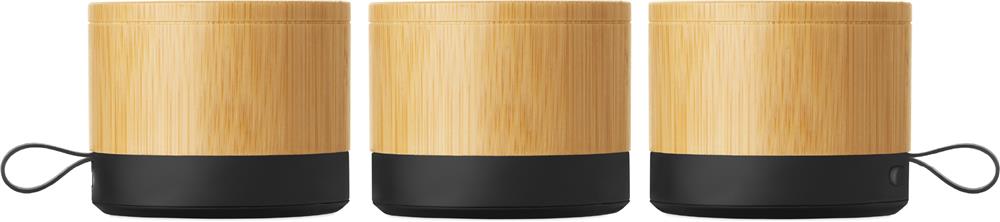 Enceinte sans fil bambou 3 W personnalisée RECAR BAMBOO, tour complet (sérigraphie circulaire)