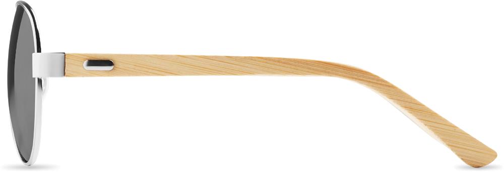 Lunettes de soleil bambou miroir personnalisées HONIARA, pied gauche