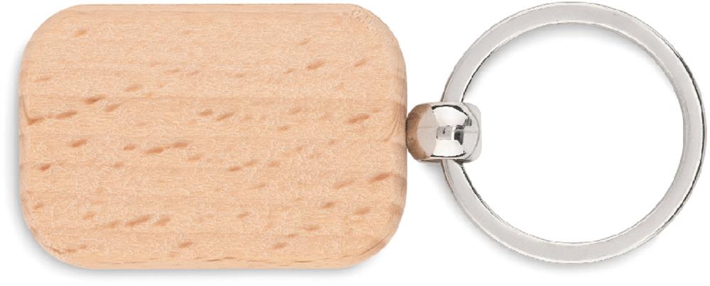 Porte-clés rectangulaire bois personnalisé POTY WOOD, côté 1