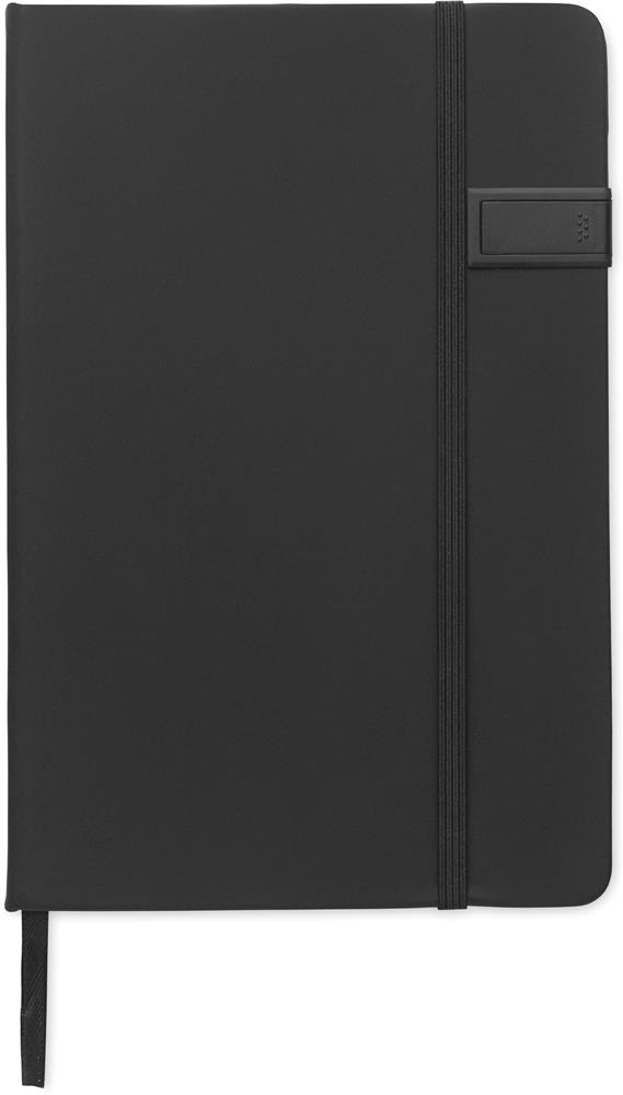 Carnet A5 avec clé USB personnalisé USBNOTE, devant (embossage)