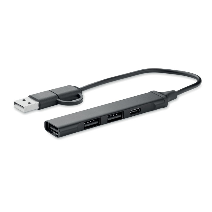 Hub USB 4 ports aluminium recyclé personnalisé CURRENT