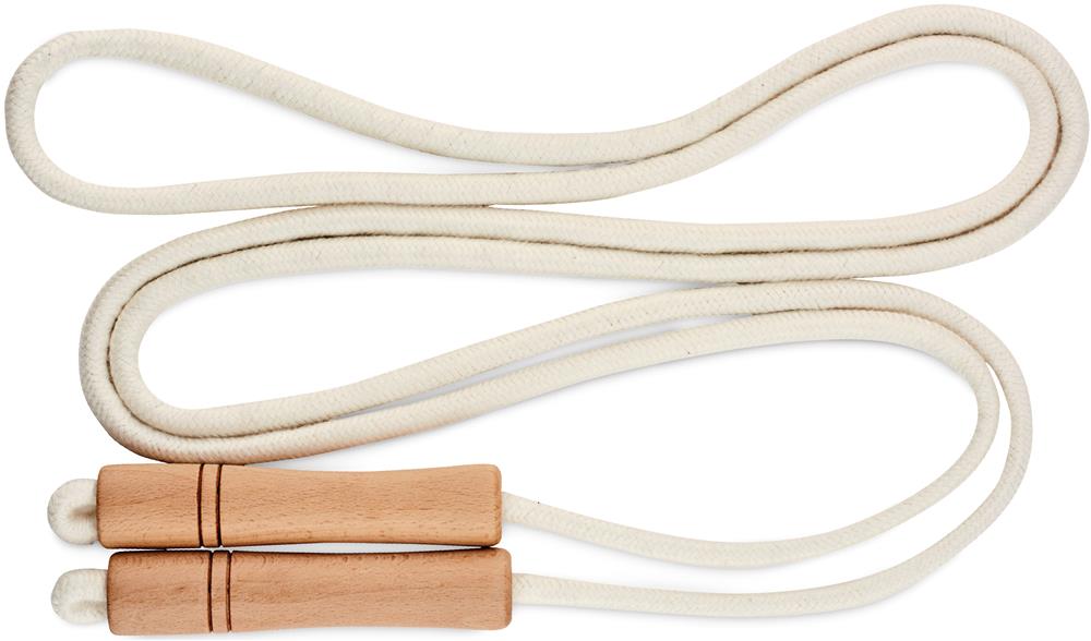Corde à sauter coton et bois personnalisée JUMP, poignée 1