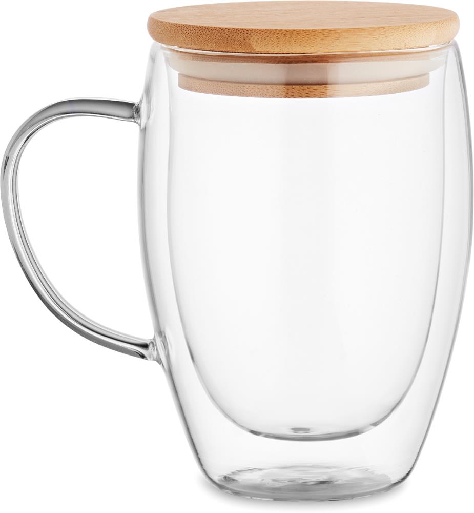 Mug verre double paroi 350 ml personnalisé TIROL, gauche
