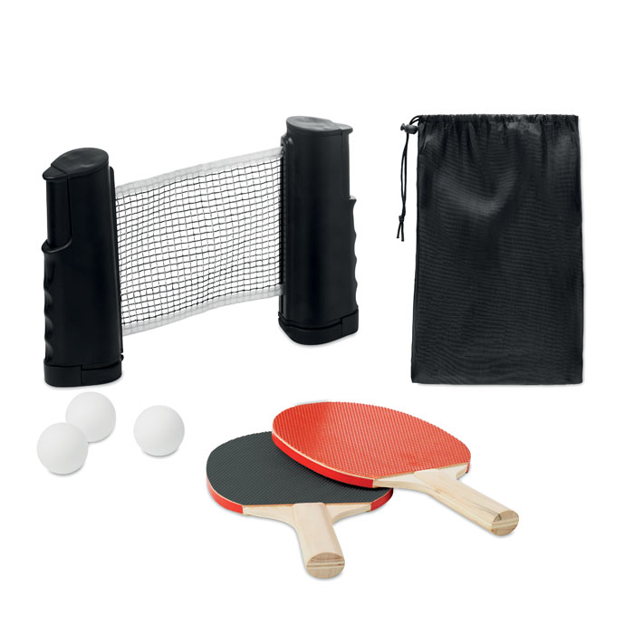 Set de ping-pong filet extensible personnalisé PING PONG, Noir