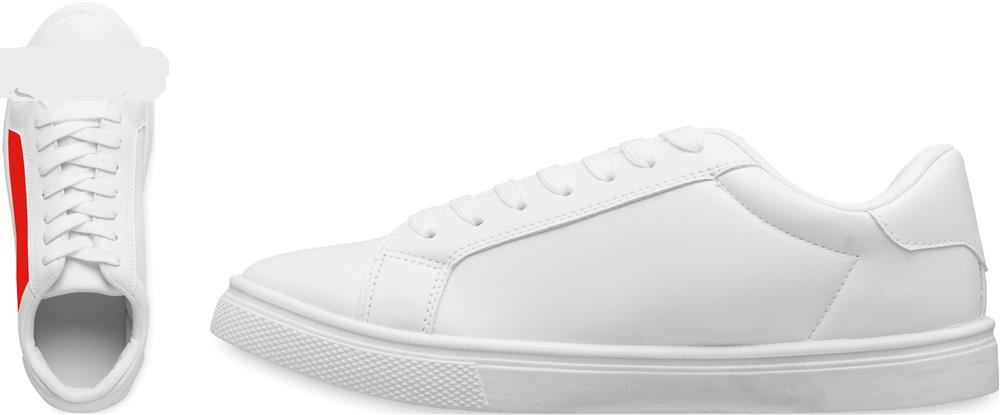 Baskets PU blanches taille 45 personnalisées BLANCOS, côté 1 gauche