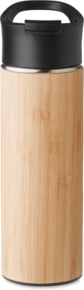 Bouteille isotherme bambou 450 ml personnalisée NANDA, devant
