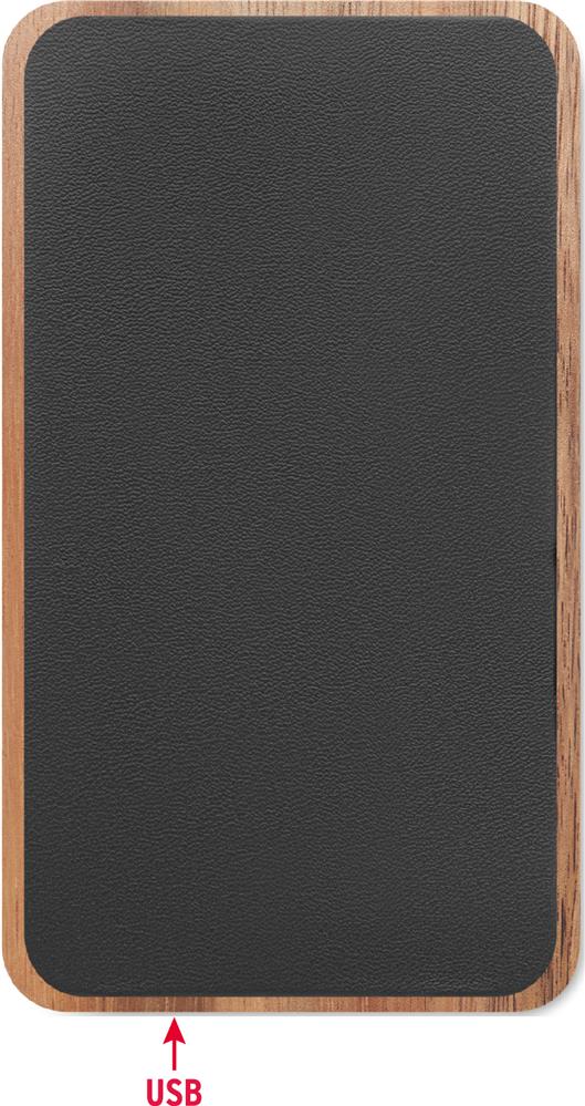 Batterie externe 4000 mAh bois d'acacia personnalisée ACAPOW, dessus (embossage)