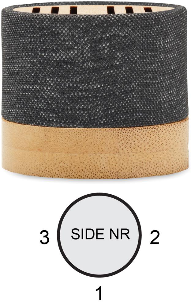 Enceinte bambou et RPET 3 W personnalisée BOOL, côté 3