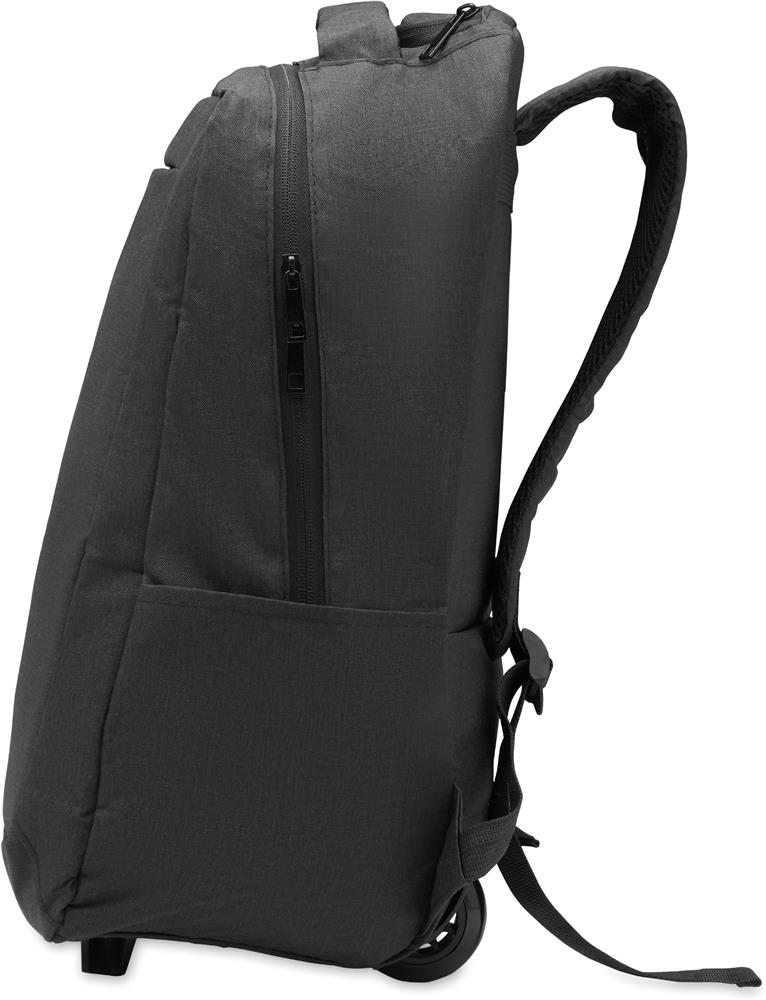Sac à dos à roulettes RPET 600D personnalisé DALVIK, poche gauche