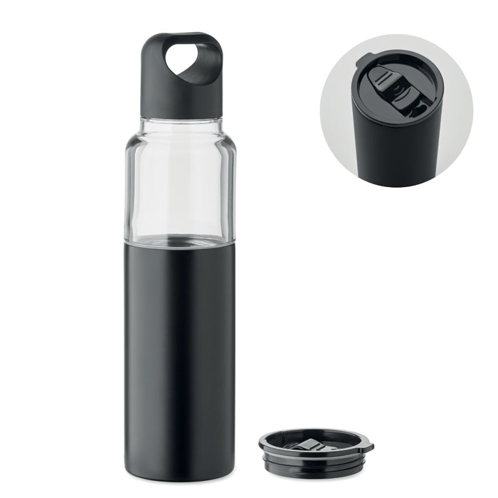 Bouteille 2 en 1 avec gobelet personnalisée DUALUSE, Noir