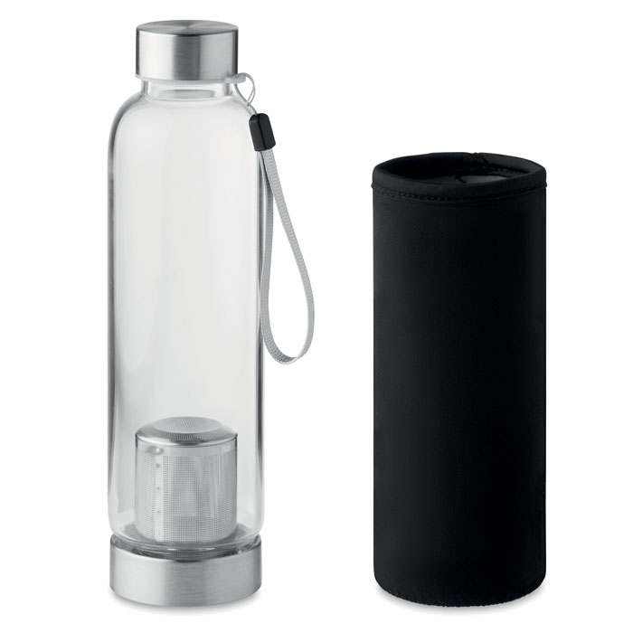 Bouteille verre borosilicate 500 ml personnalisée UTAH TEA, Noir