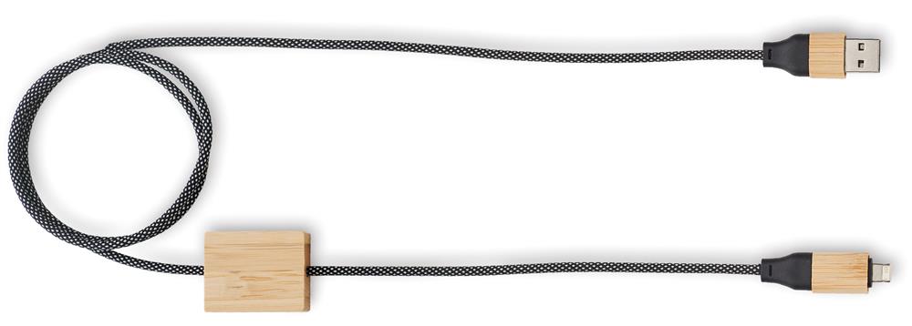 Câble de charge 60 W bambou personnalisé CABOO, plaque côté 1