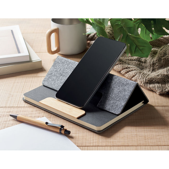 Coffret carnet A5 feutre RPET et stylo personnalisé NOTEMIX