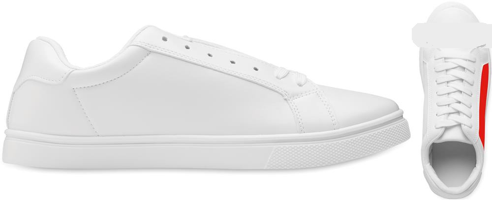 Baskets PU blanches taille 46 personnalisées BLANCOS, côté 1 droite