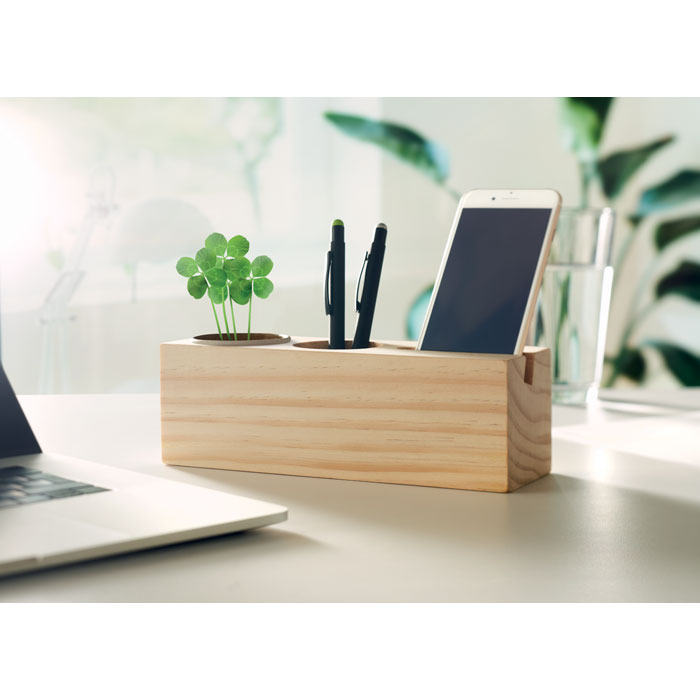 Organiseur de bureau bois avec graines personnalisé THILA