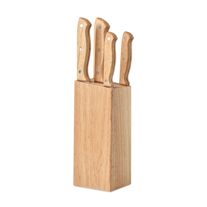 Set de 5 couteaux avec bloc bois personnalisé GOURMET
