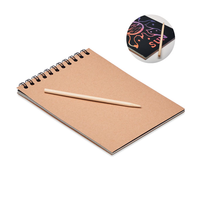 Carnet à gratter kraft personnalisé BLACK