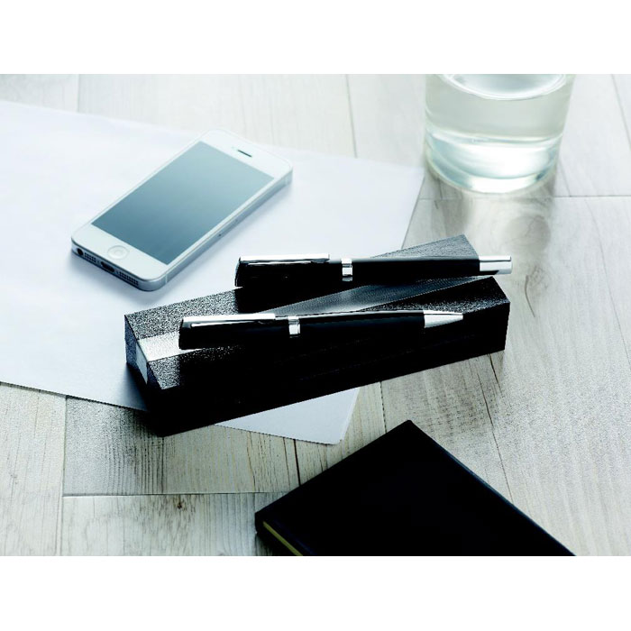 Parure stylos bille et roller personnalisée CECIL