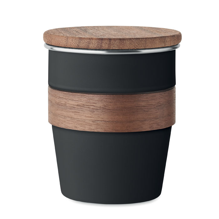Gobelet inox recyclé et noyer 350 ml personnalisé WALNUT, Noir
