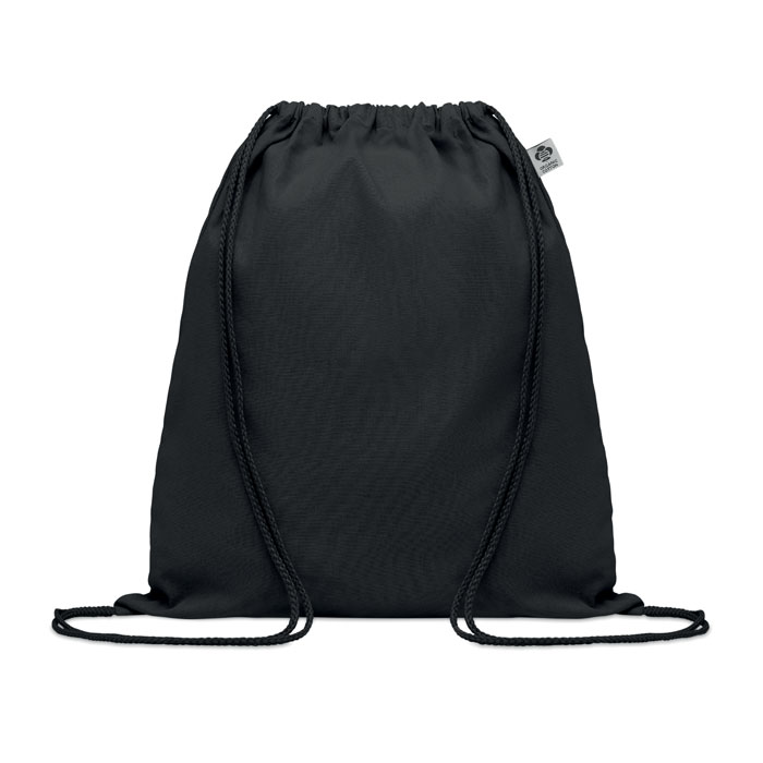 Sac à cordon coton bio couleur personnalisé YUKI COLOUR, Noir