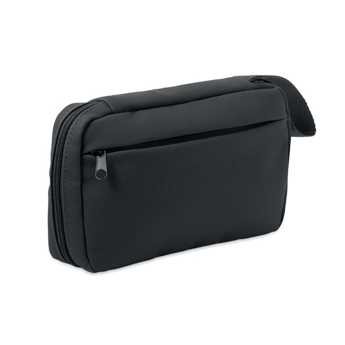Trousse de toilette RPET 600D personnalisée VANIT, Noir