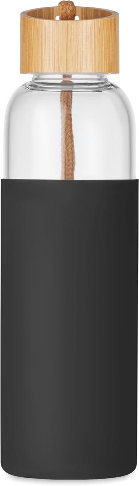 Bouteille verre et silicone 500 ml personnalisée CHAI, couvercle devant