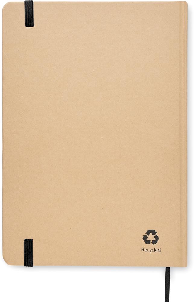Carnet A5 quadrillé carton recyclé personnalisé EVERWRITE, dos (embossage)