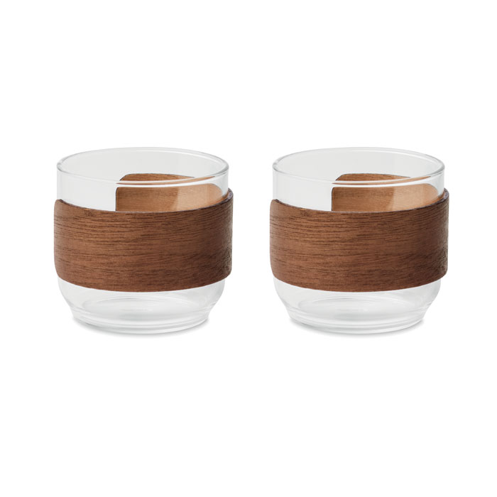Tasses à café verre poignée noyer personnalisées BOGOTA SET, Bois