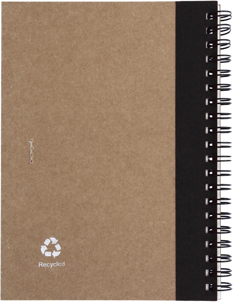 Carnet à spirale recyclé avec stylo personnalisé SONORA PLUS, dos