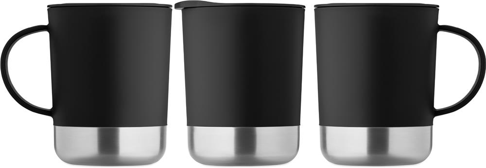 Mug plastique base inox 300 ml personnalisé BEAKER, tour complet
