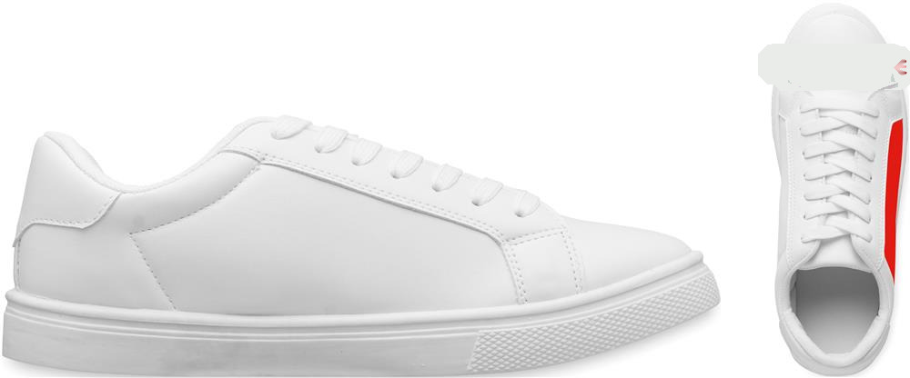 Baskets PU blanches taille 45 personnalisées BLANCOS, côté 1 droite