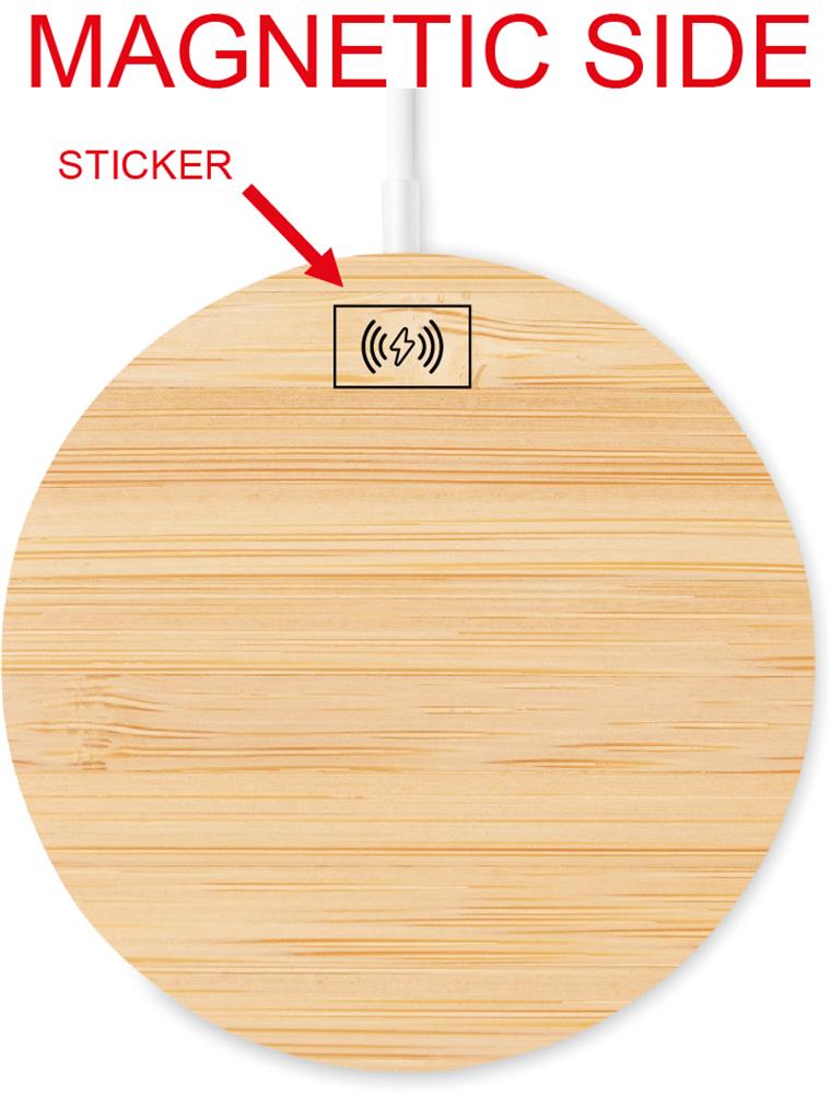 Chargeur sans fil magnétique bambou personnalisé RUNDO MAG, chargeur dessous