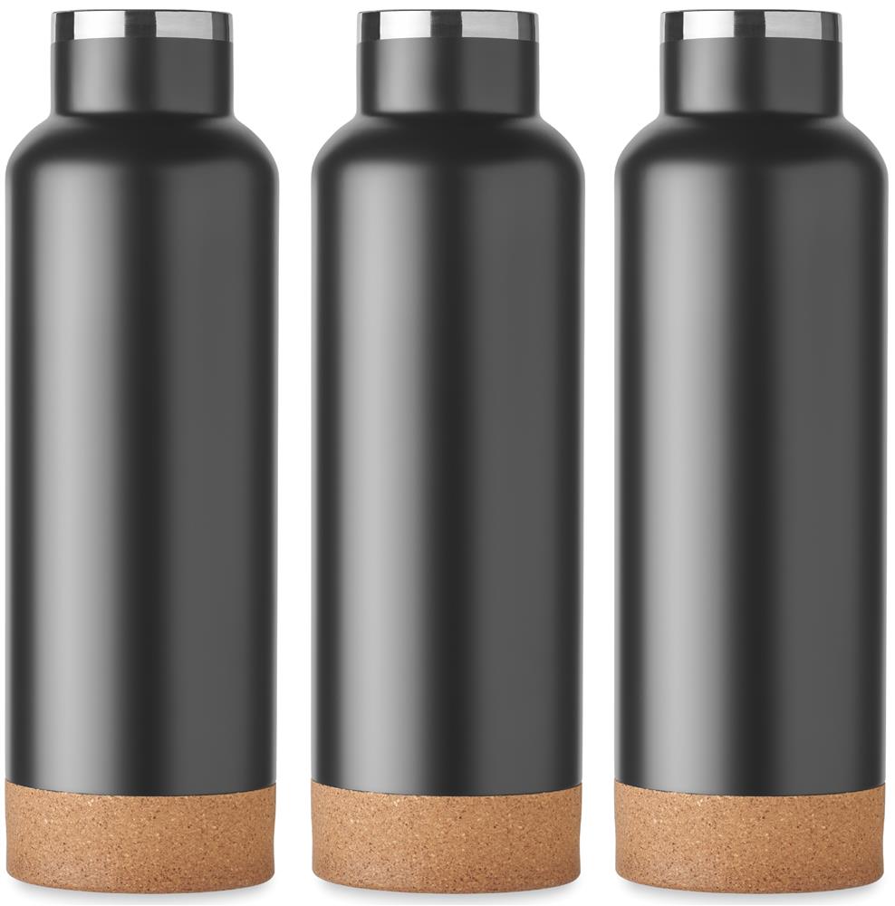 Bouteille isotherme liège 500 ml personnalisée IVES, tour complet (sérigraphie circulaire)