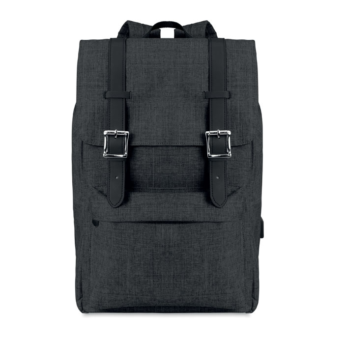 Sac à dos ordinateur 15'' rabat magnétique personnalisé RIGA, Noir