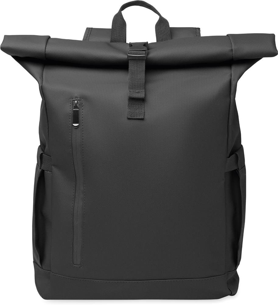 Sac à dos ordinateur RPET 600D personnalisé BANGKOK ROLL, devant poche