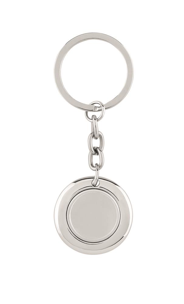 Porte-clés jeton aimanté inox personnalisé FLAT RING, dos (doming)